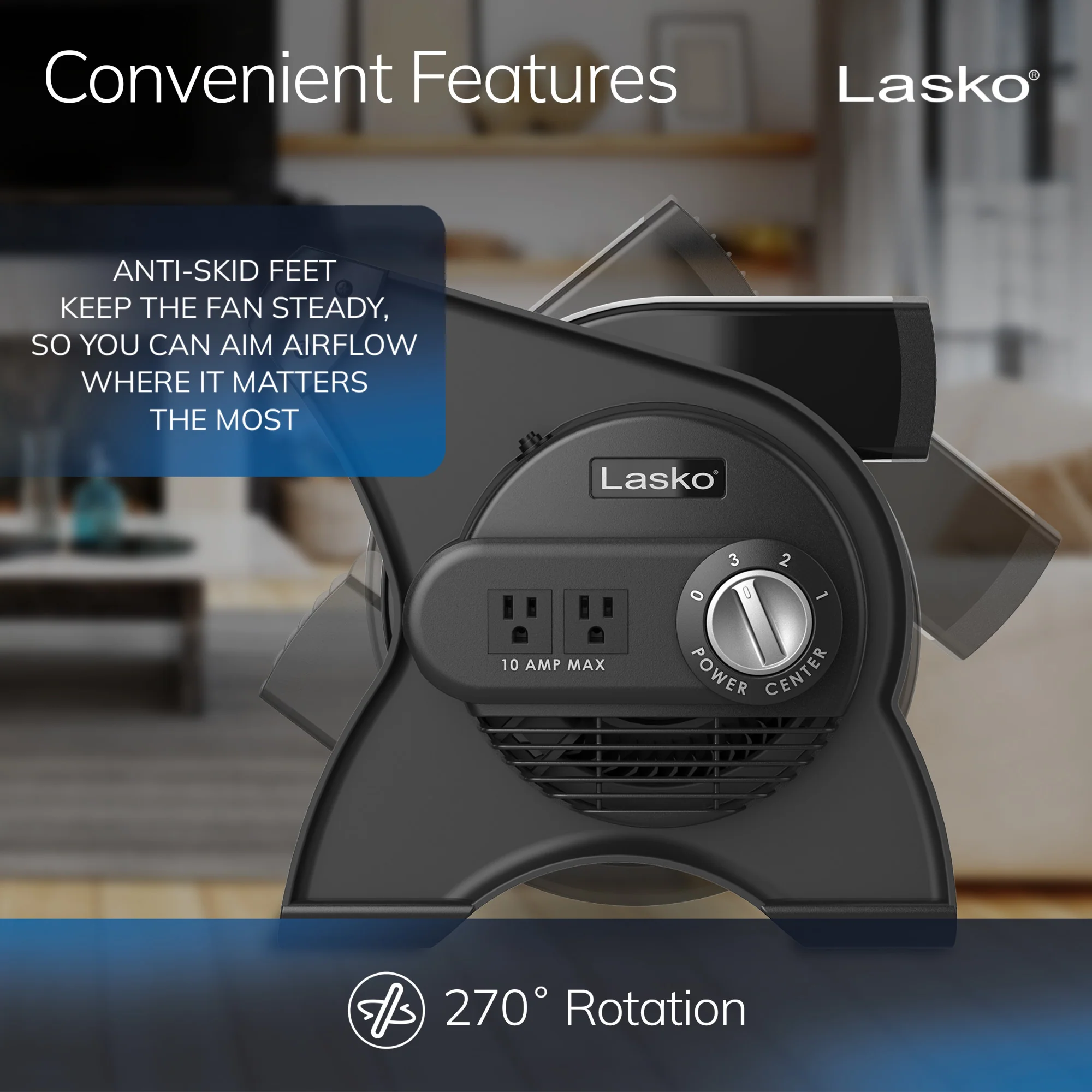 Lasko 12" Pivoting Pro High Velocity Utility Blower Fan with 3 Speeds, U12104, Gray - Image 6