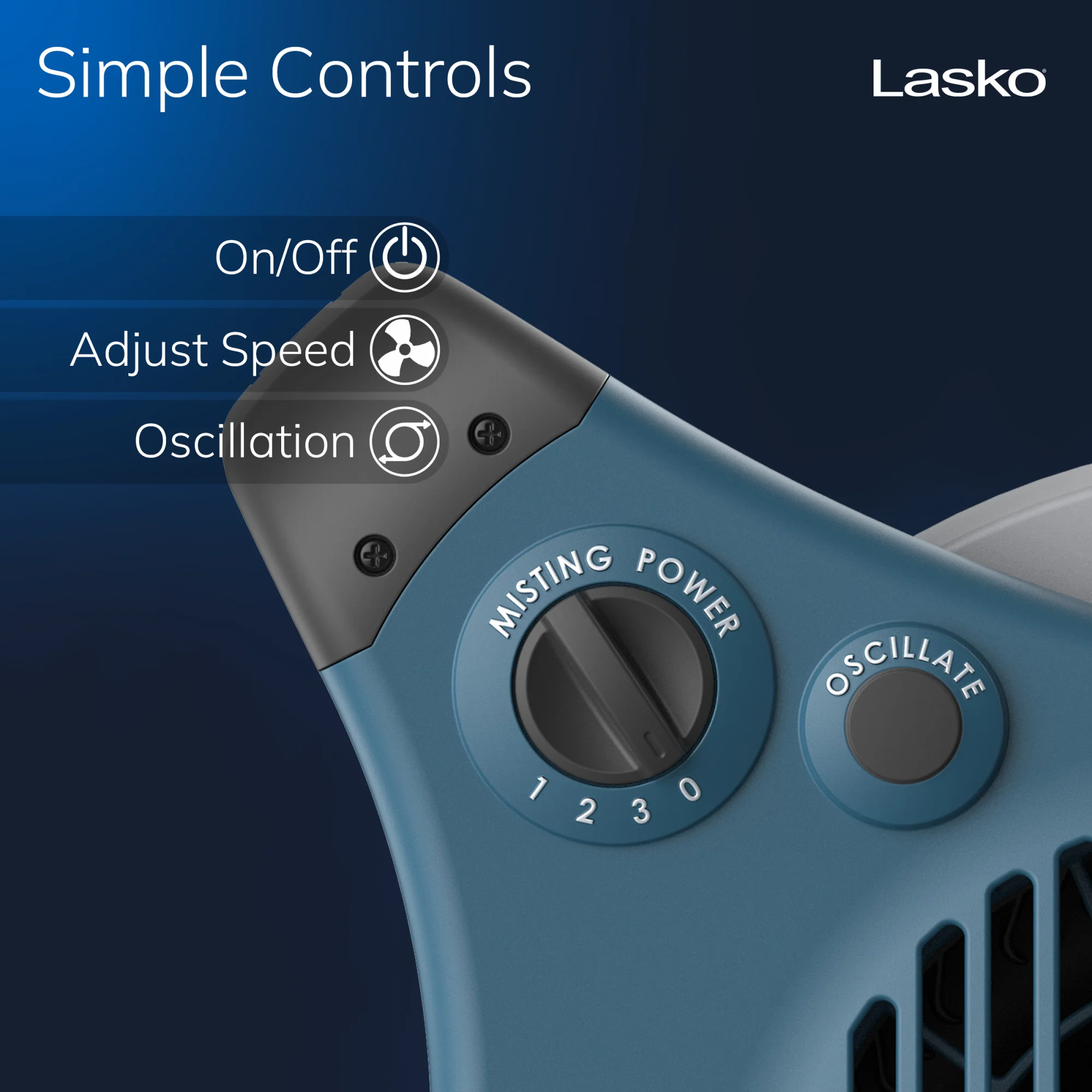 Lasko 15" Pivoting Misto Outdoor Misting Fan with GFCI Cord and 3 Speeds, 7054, Blue - Image 4