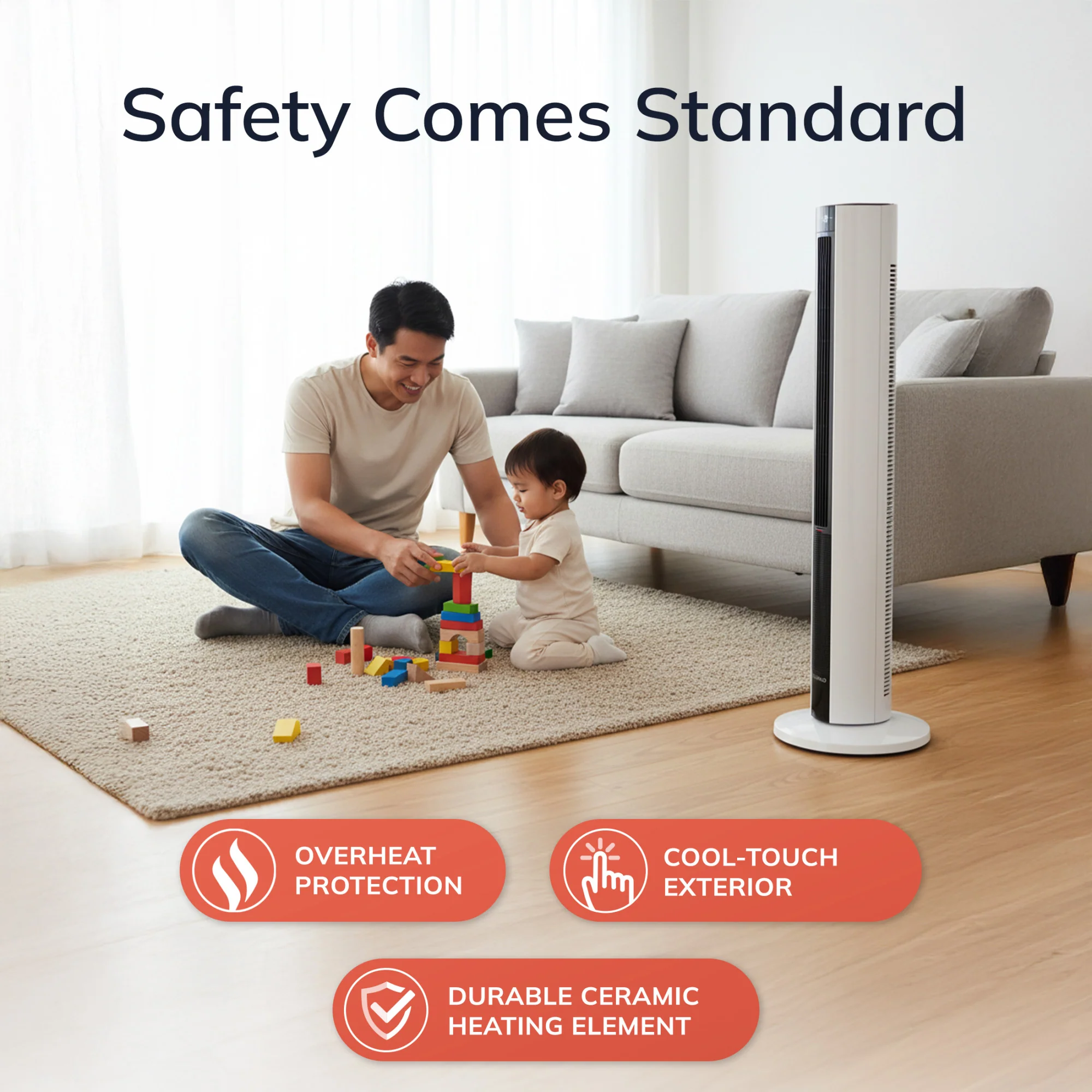 Lasko 1500W Electric All Season Tower Fan & Space Heater with Timer and  Remote, FH500, White - Image 4