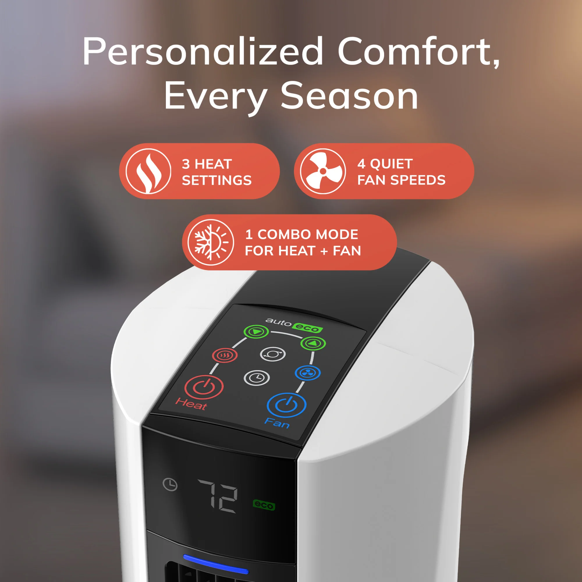 Lasko 1500W Electric All Season Tower Fan & Space Heater with Timer and  Remote, FH500, White - Image 5