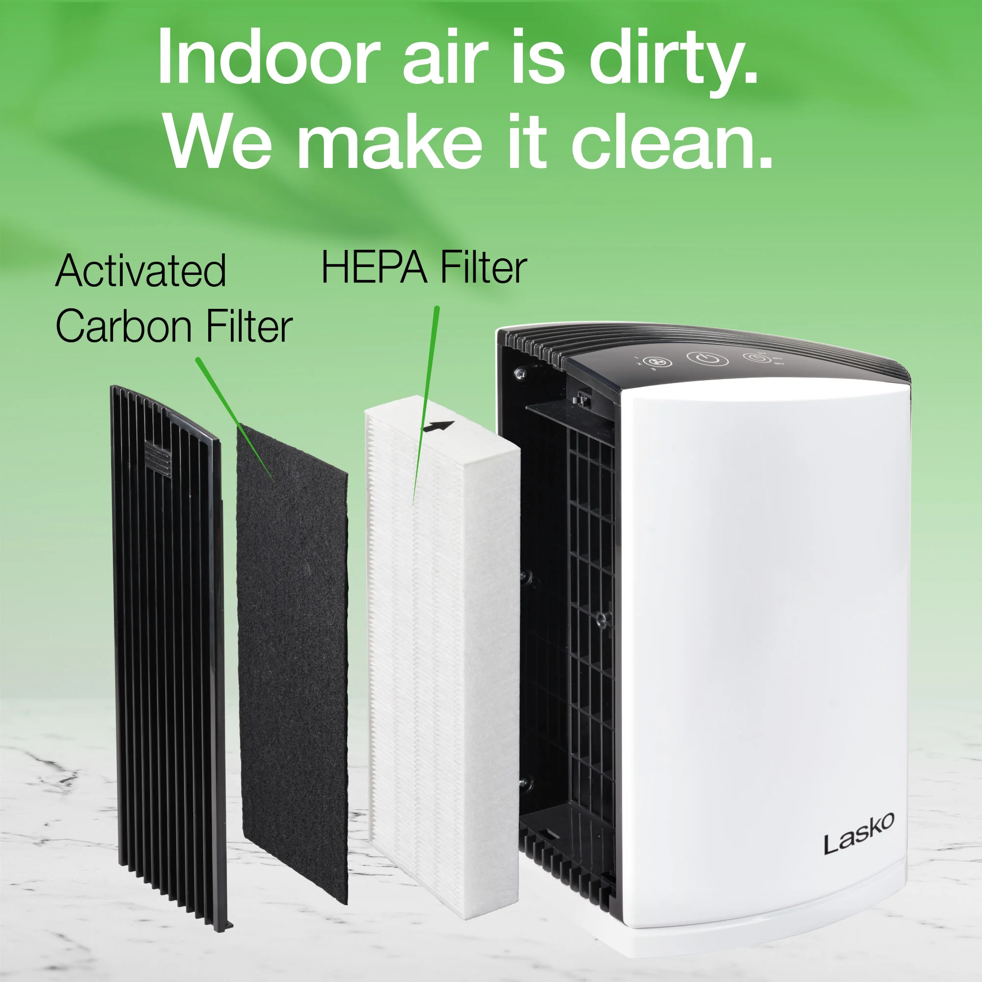 Lasko True HEPA Filter Desktop Air Purifier with Timer, LP200, White - Image 5